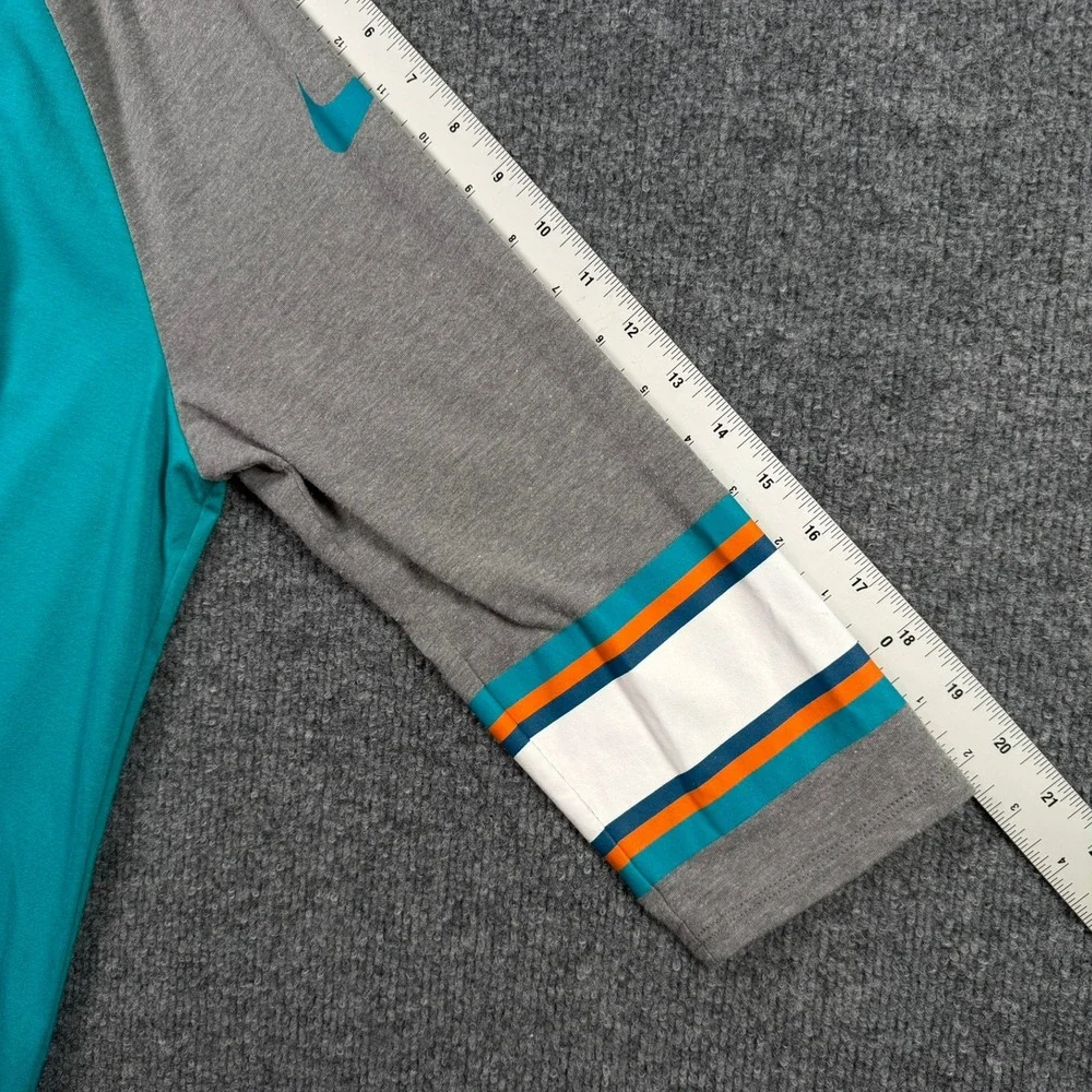 Nike Miami Dolphins Raglan 3/4 Sleeve T-Shirt Medium Aqua NFL Tee